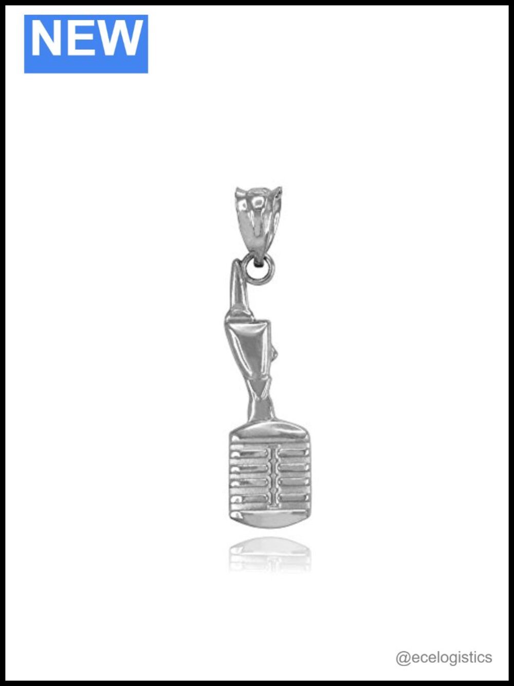 Fine 925 Sterling Silver Studio Mic Microphone Charm Pendant